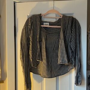 American Eagle Outfitters Black and White Checkered Blazer